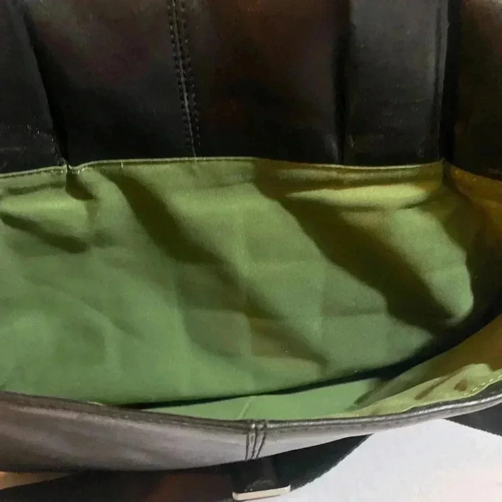 Knomo  unisex black leather messenger laptop briefcase bag